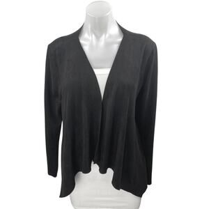 Bianco Women's Black Open Front Long Sleeve Cropped Cardigan Sweater Top Size M